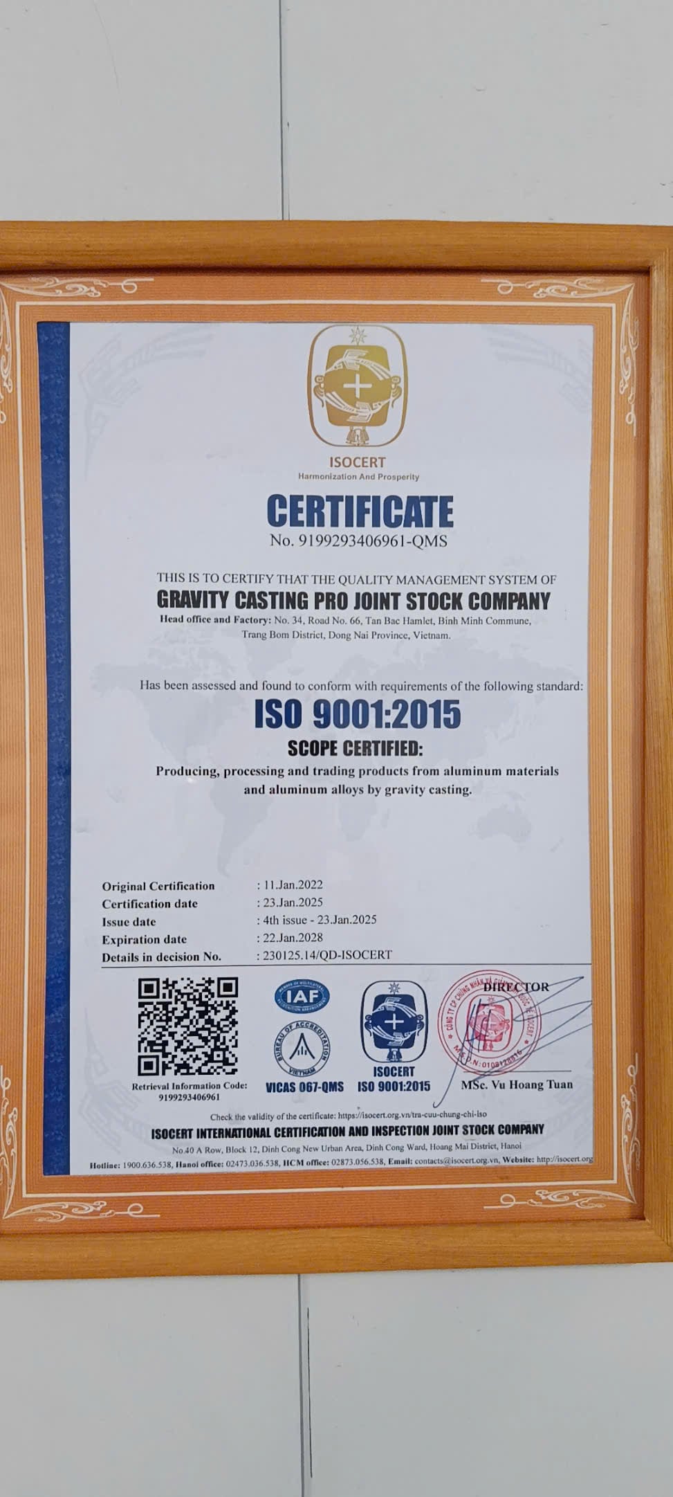 GR- Certificate of ISO 9001-2015